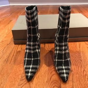 Burberry Black White Plaid Bootie